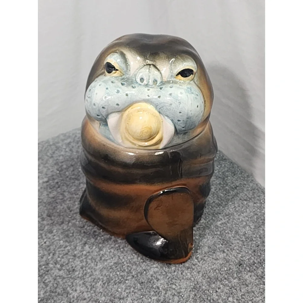 Vintage 1960s Enesco Walrus Cookie Jar Rare Sea Lion Collectors Item Sealife